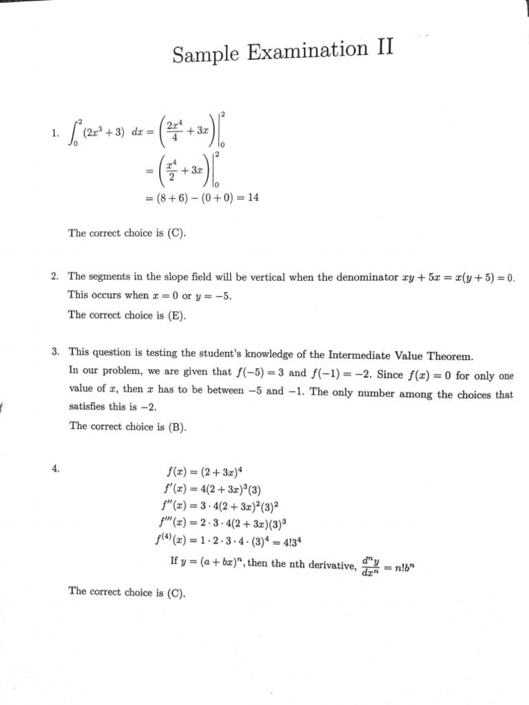 Sample Exam 2 Solutions | PDF