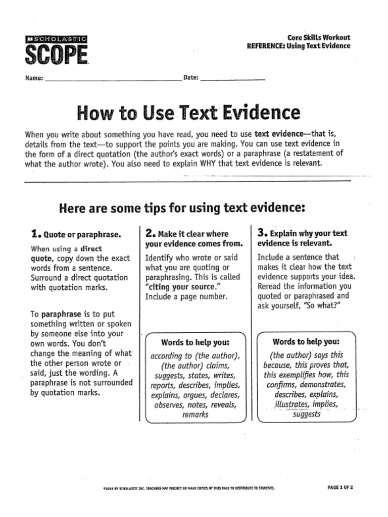 Saron Mussie - Using Text Evidence | PDF