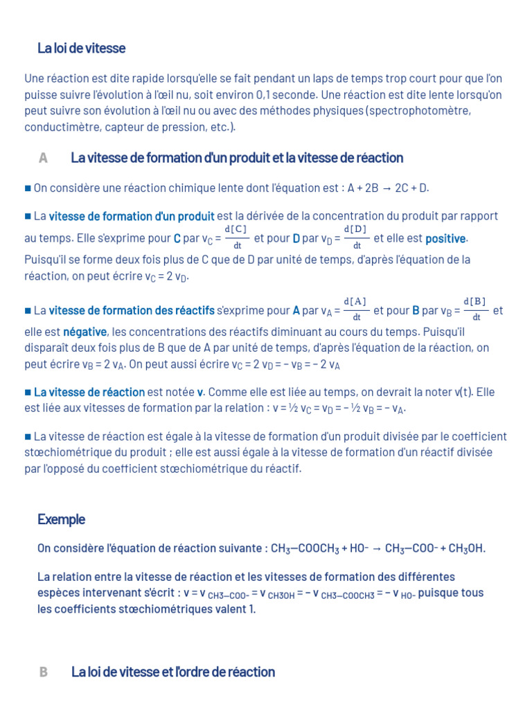 Loi de vitesse d'ordre 1 en chimie | PDF | Cinétique chimique | Changement