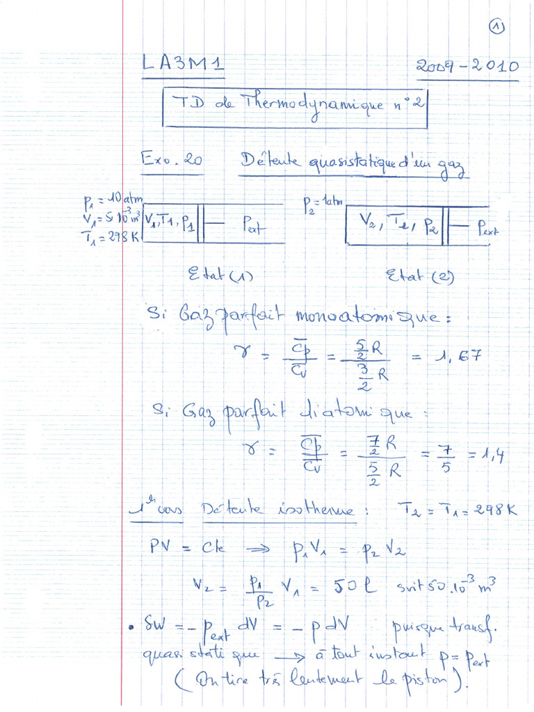 Corrige Thermo TD 2 | PDF