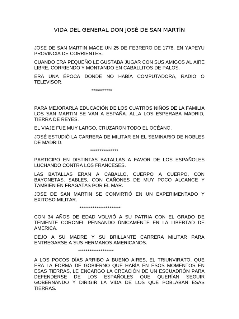 Vida Del General Don José de San Martín | PDF | Militar | Operaciones ...