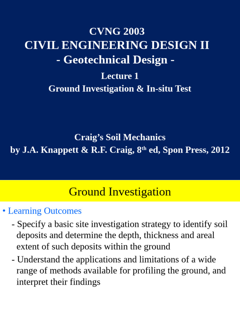 Ground Investigation Techniques in Geotechnical Design | PDF | Geology ...