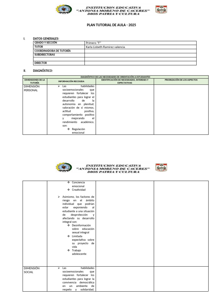 Plan Tutorial Aula 2025 | PDF | Salón de clases | Democracia