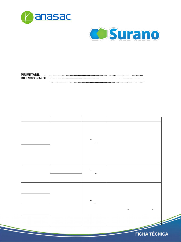 Ficha Técnica de Surano 50 SC | PDF | Agua | Alimentos