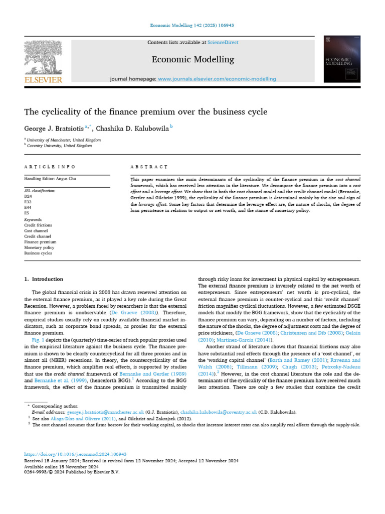 Cyclicality of Finance Premium Explained | PDF | Labour Economics ...