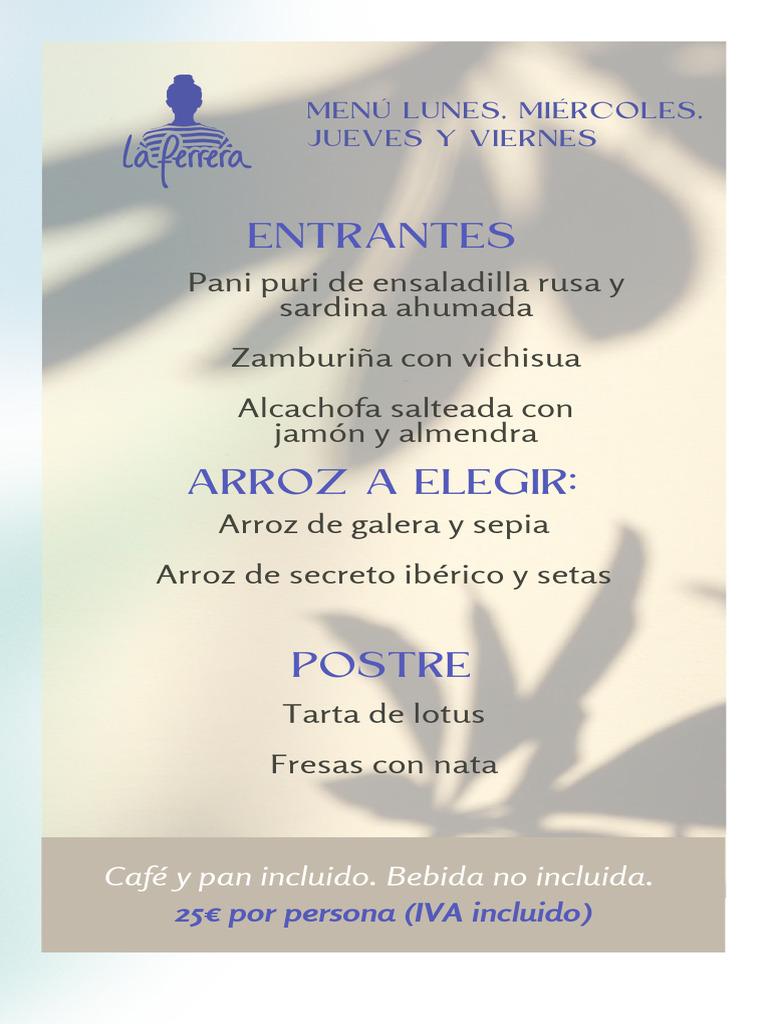 Menú del Día en La Ferrera | PDF