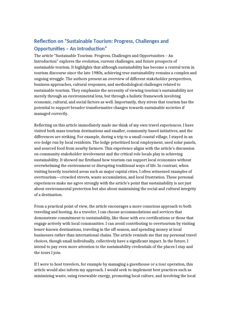Understanding Sustainable Tourism Challenges | PDF | Sustainability ...
