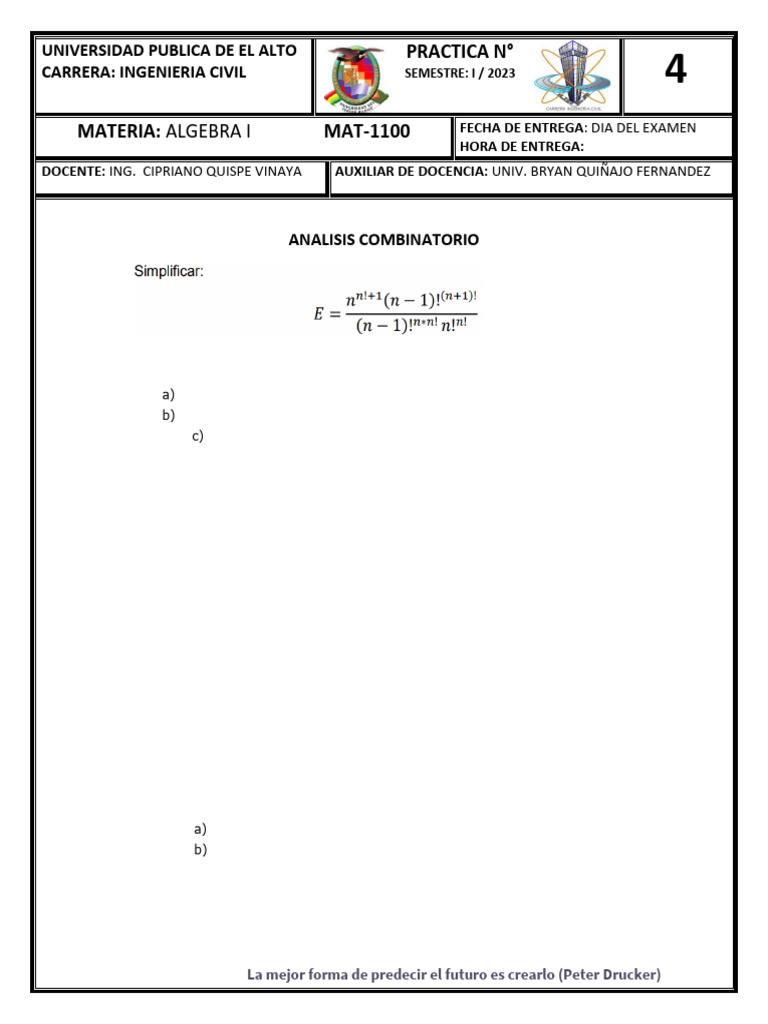 Par B Practica 4 de Analisis Combinatorio | PDF