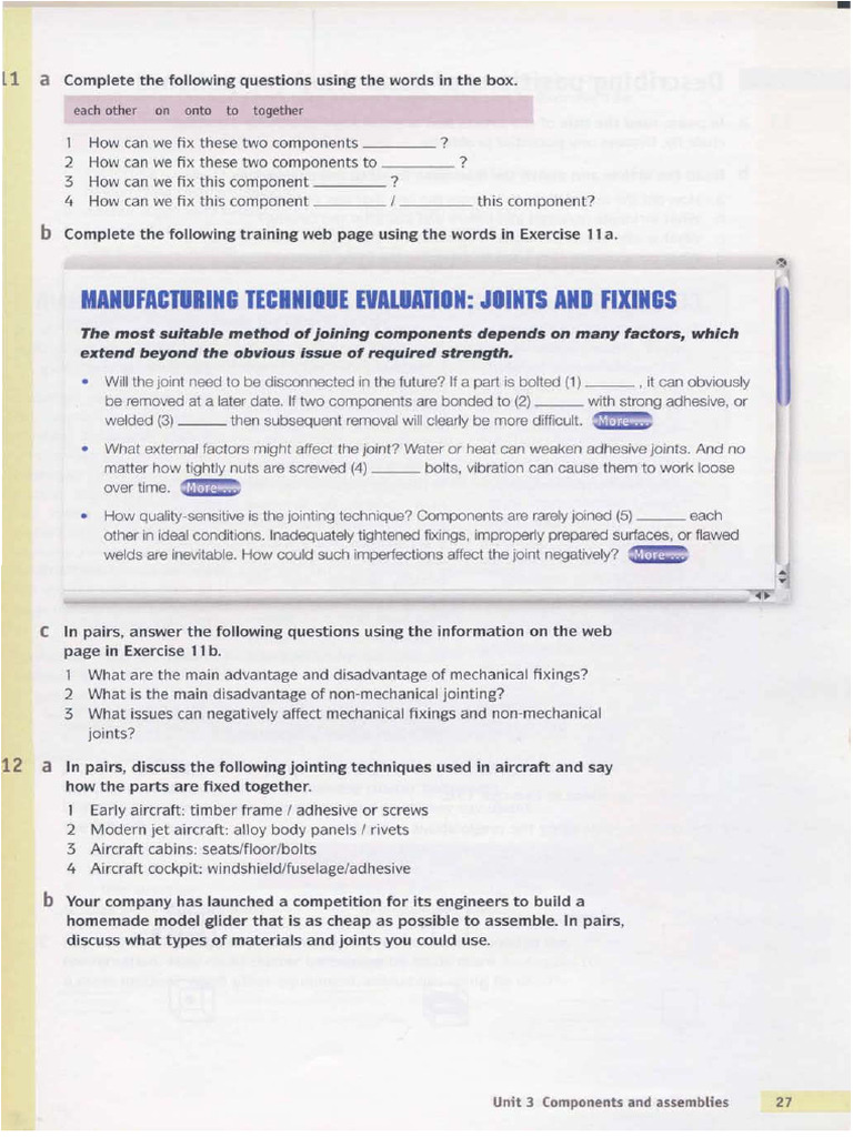 TEXT JOINTS N FIXING Cambridge - English - For - Engineering - SB | PDF