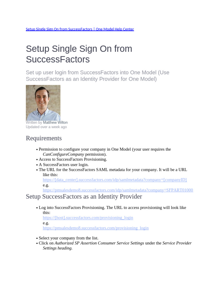 Setup Single Sign On From SuccessFactors | PDF | Information Technology ...