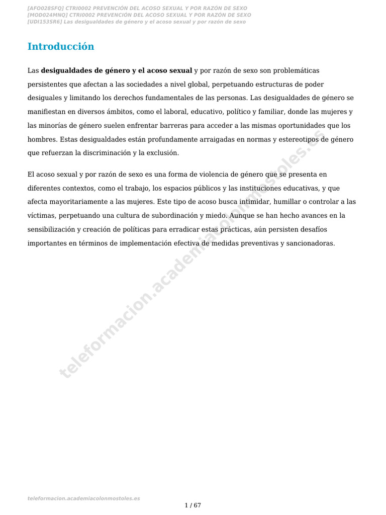 Prevención del Acoso Sexual y de Género | PDF | Estudios de género ...