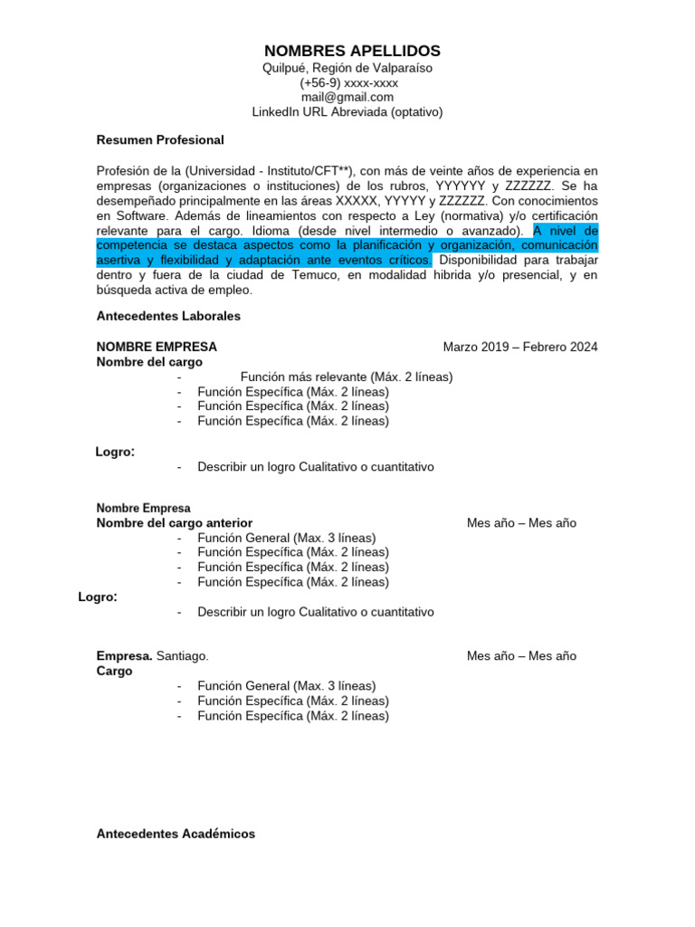 CV Profesional para Modelos | PDF