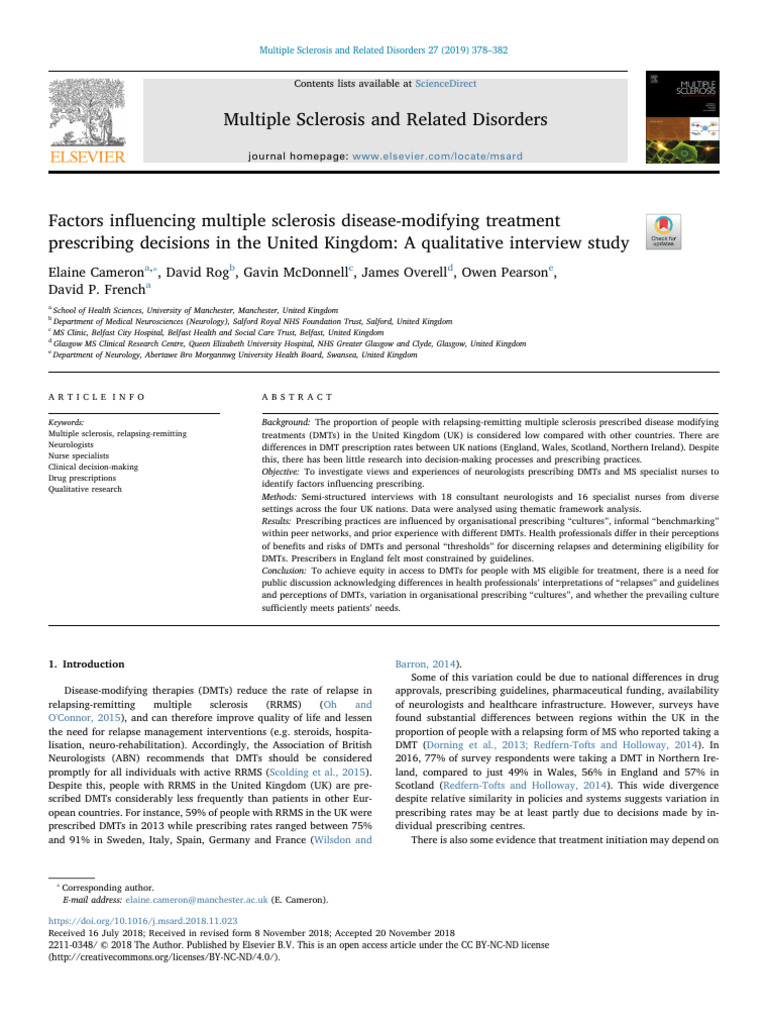 Factors Influencing MS DMT Prescribing | PDF | Multiple Sclerosis ...