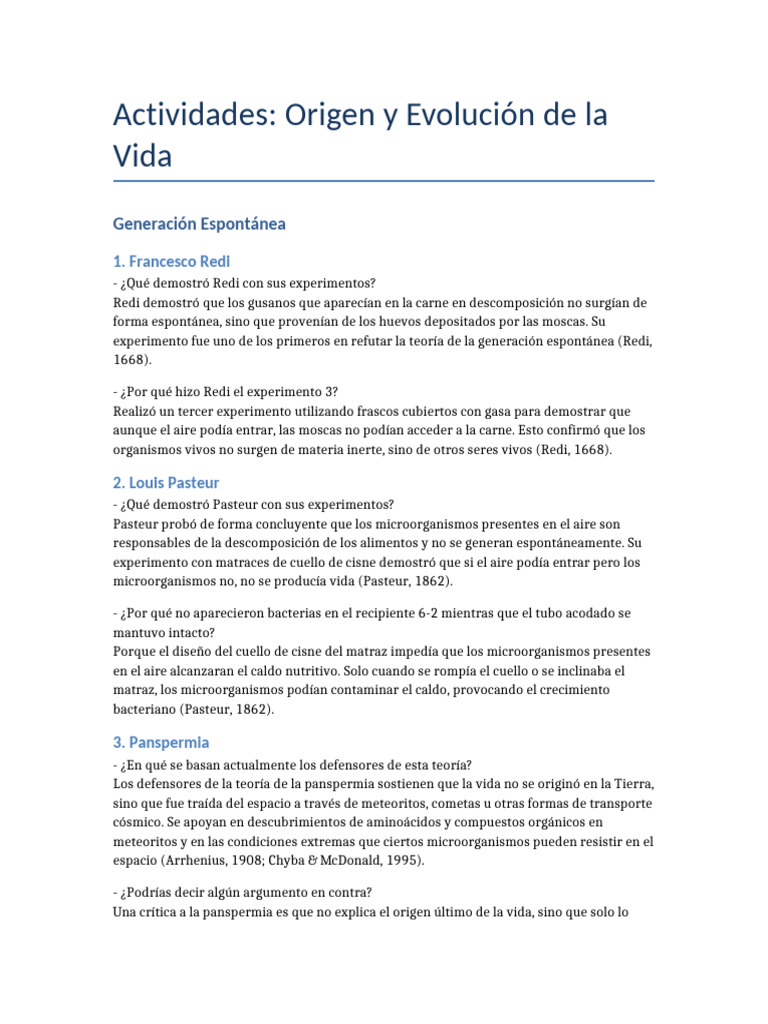 Origen y Evolucion de La Vida FINAL | PDF | Evolución | Biología