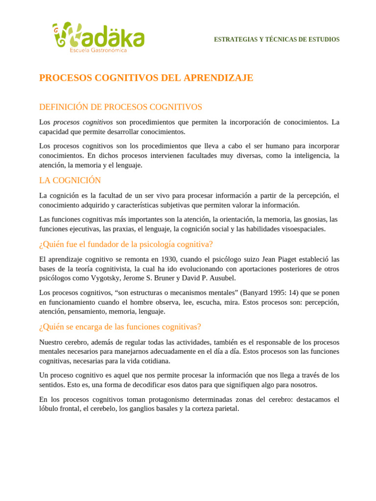 Estrategias de Aprendizaje Cognitivo | PDF | Aprendizaje | Cognición
