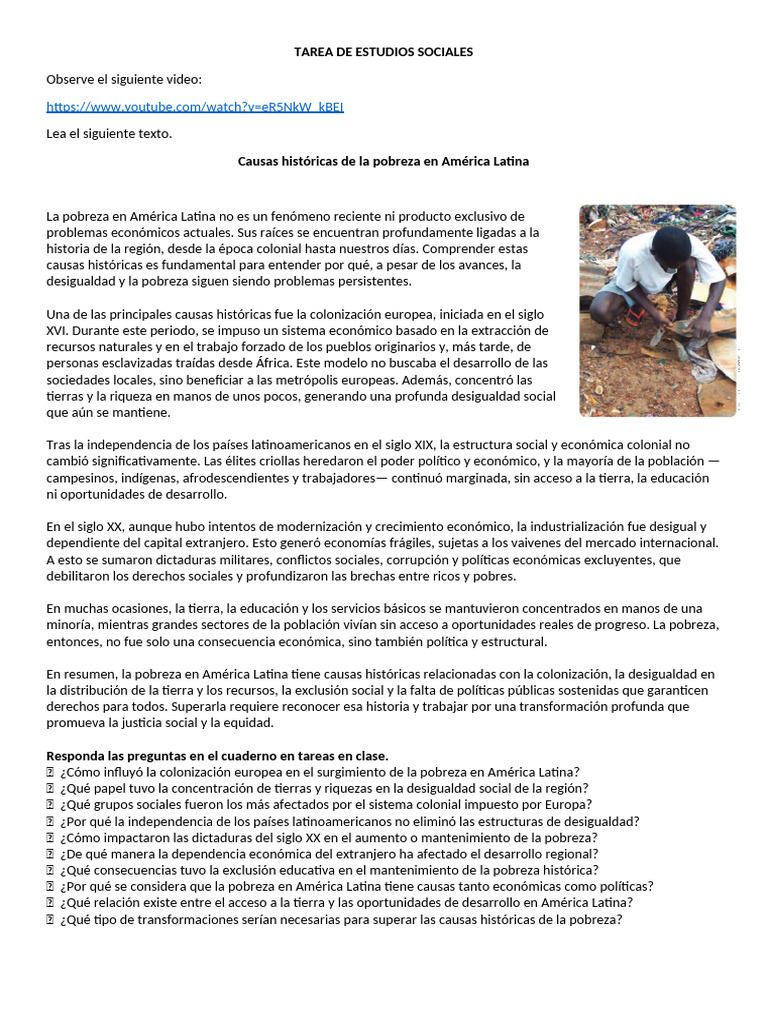 Causas Históricas de la Pobreza en AL | PDF | Pobreza | Pobreza e ...
