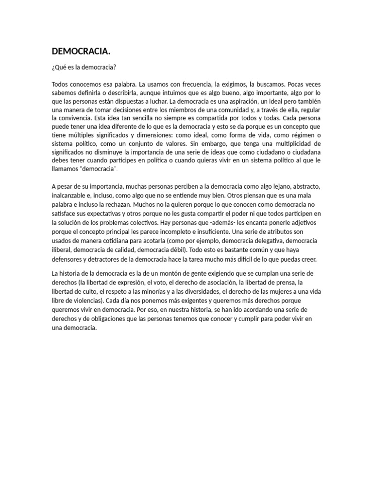 Entendiendo la Democracia y sus Dimensiones | PDF