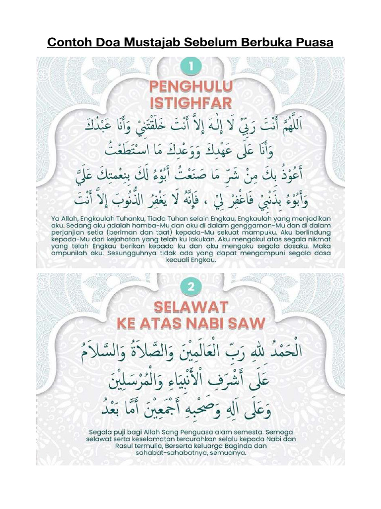 Doa Mustajab Sebelum Berbuka Puasa | PDF