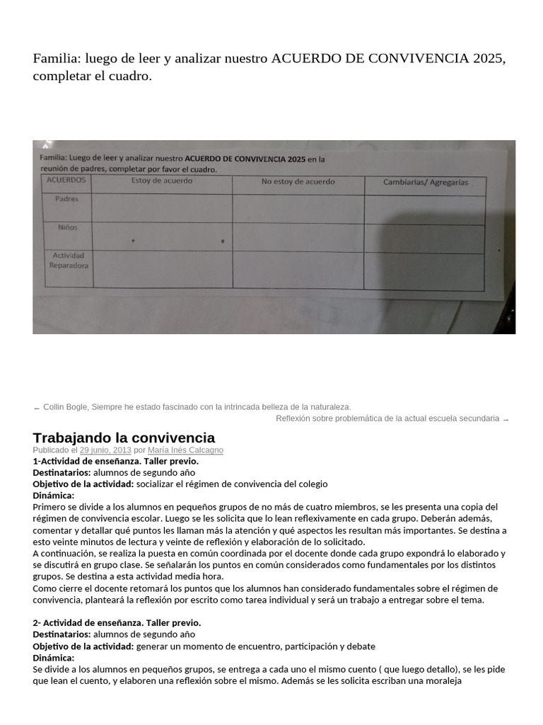 Taller de Convivencia Escolar 2025 | PDF