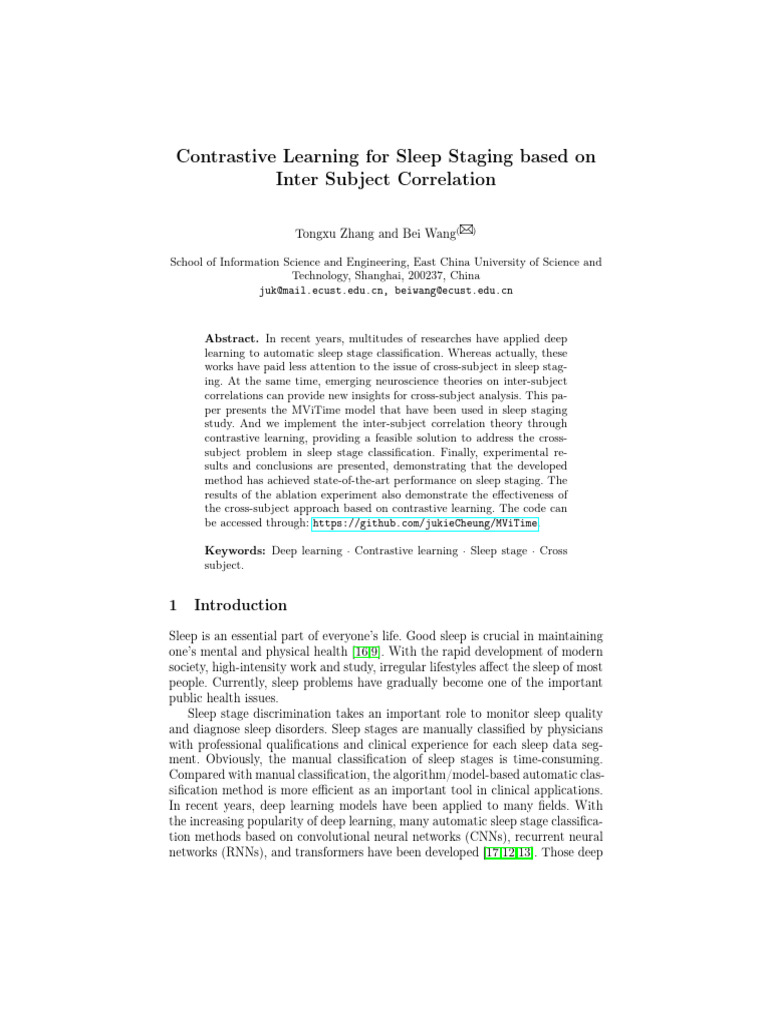 Contrastive Learning for Sleep Staging | PDF | Deep Learning | Applied ...
