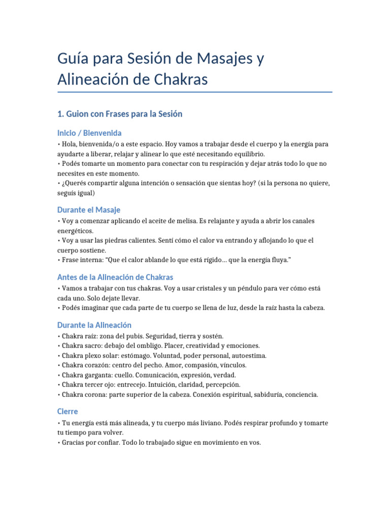 Guía de Masajes y Alineación de Chakras | PDF