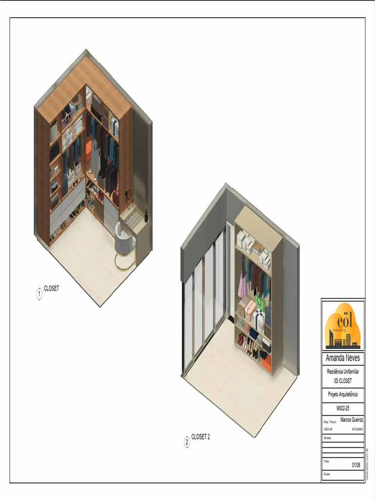 Projeto de Closet Residencial 3D | PDF