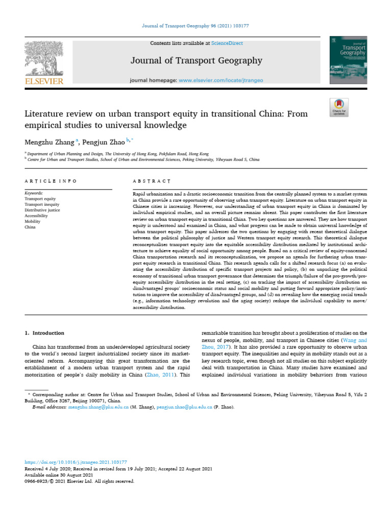 Urban Transport Equity in China Review | PDF | China | World Politics
