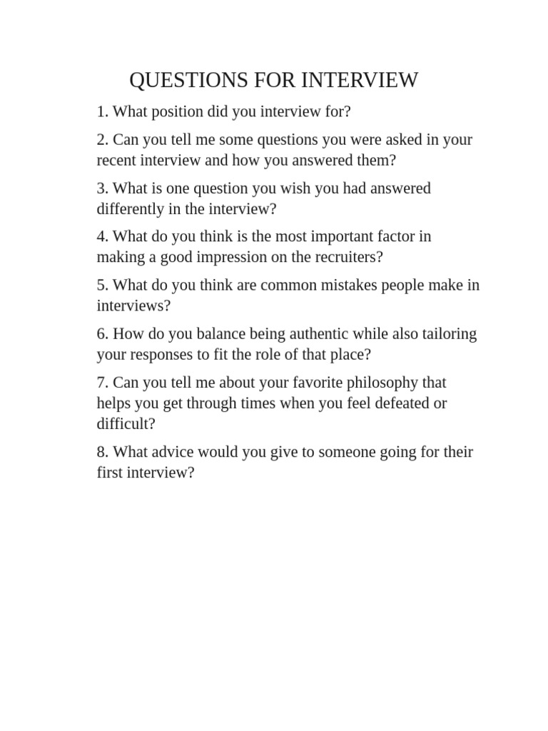 Essential Interview Questions & Tips | PDF