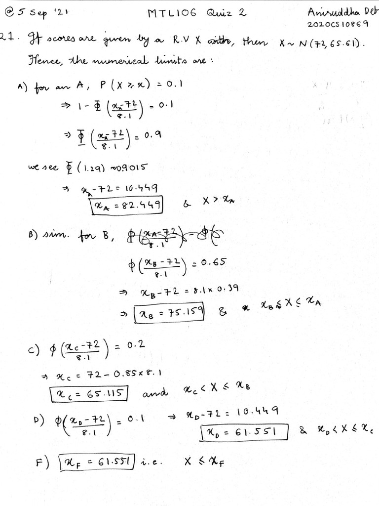 MTL106 Quiz 2 | PDF