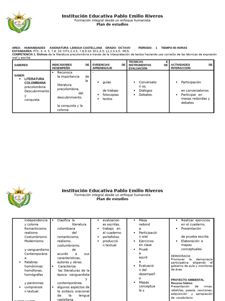 Área Español Ver | PDF | Plan de estudios | Evaluación