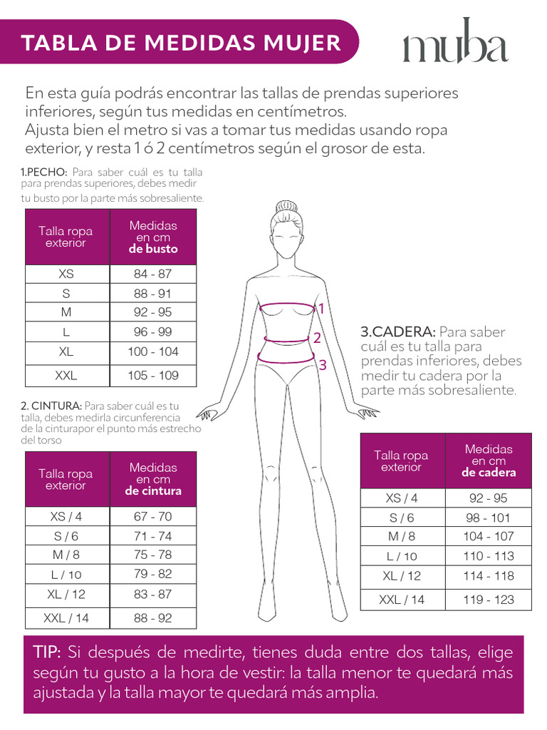 Guía de Tallas y Medidas para Mujeres | PDF | Ropa | Pantalones
