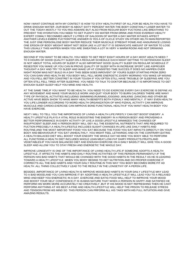 Now I Want Continue With My Contect Is How To Stay Health | PDF ...