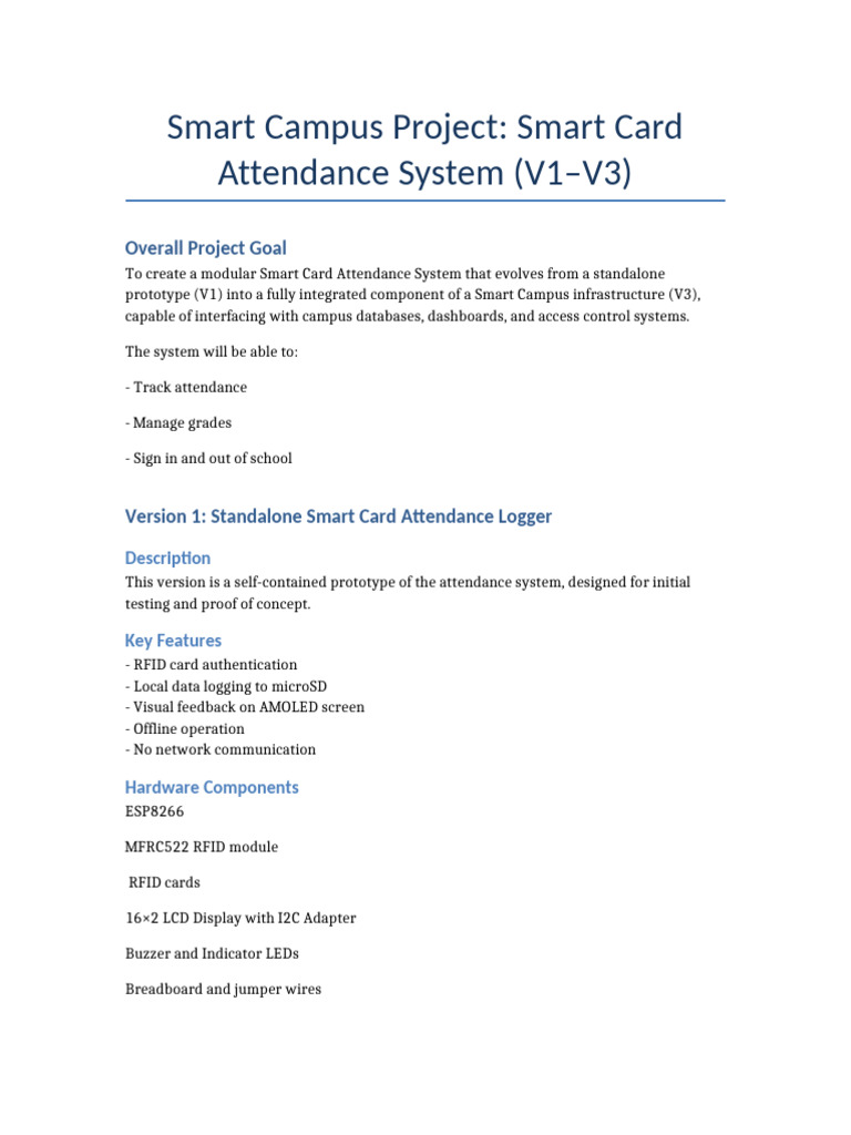 Smart Campus Project V1-V3 | PDF | Radio Frequency Identification ...