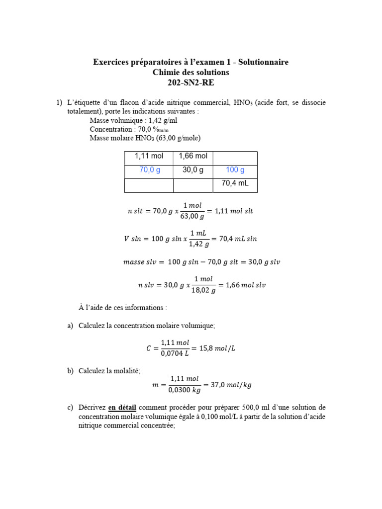 Solutions et Calculs en Chimie des Solutions | PDF | Dissociation ...