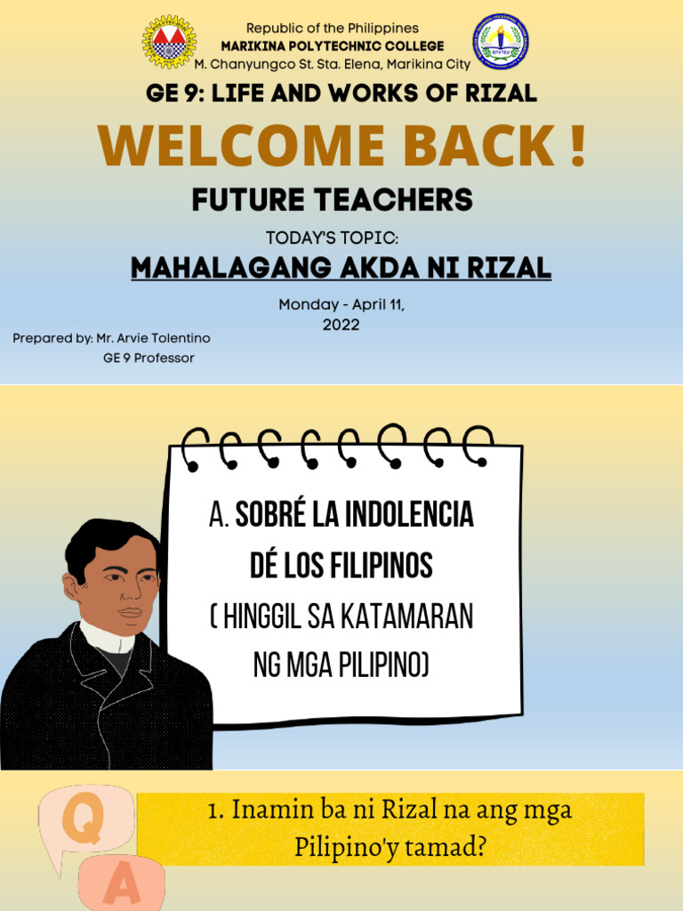 Mahalagang Akda Ni Rizal | PDF