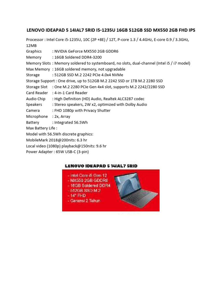 Spec Laptop | PDF