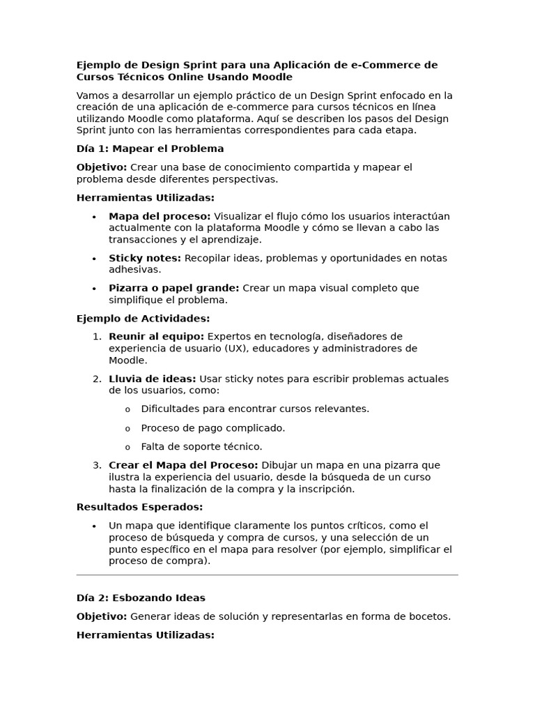 Ejemplo de Design Sprint en e-Commerce | PDF | Moodle | Metodología de ...