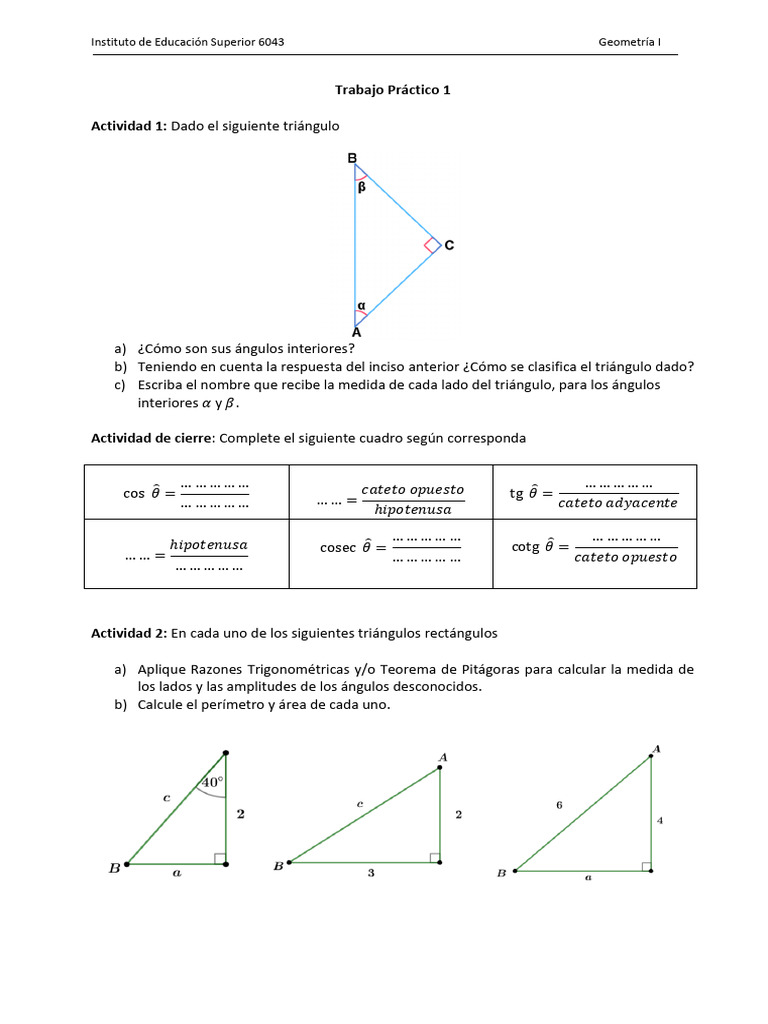 TP 1 Geometria I | PDF | Triángulo | Trigonometría