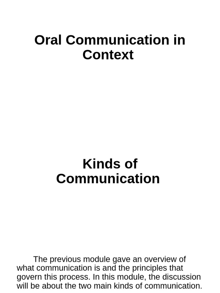 Types of Oral Communication Explained | PDF | Nonverbal Communication ...