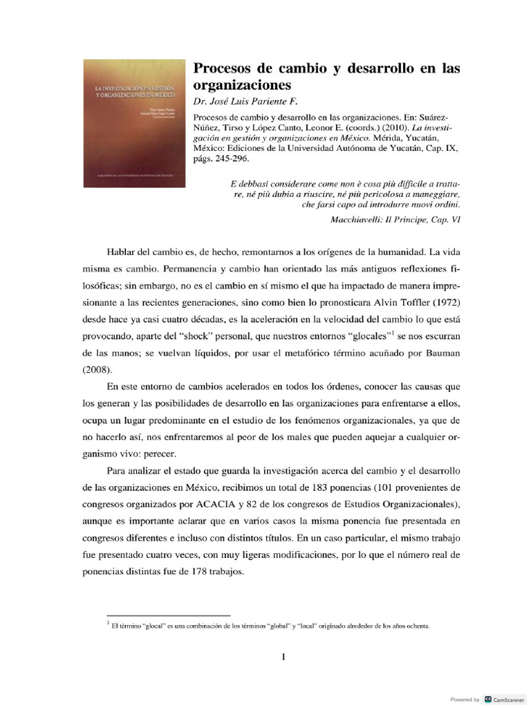 Proceso de Cambio y Desarrollo en Las Organizaciones | PDF