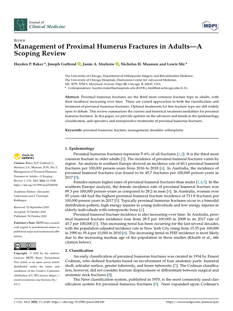Management of Proximal Humerus Fractures | PDF | Limbs (Anatomy ...