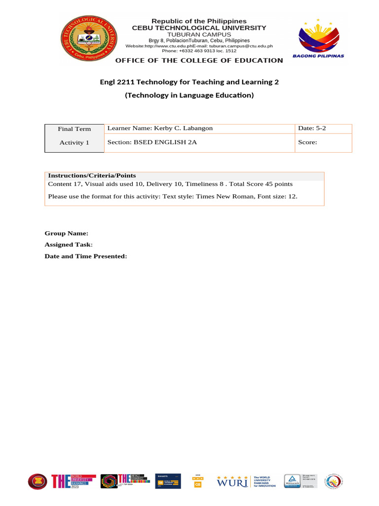 Engl2211 Final Term Activity 1 | PDF