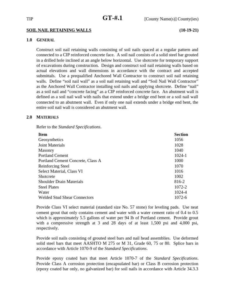 2018 - RETAINING WALLS - Soil Nail Wall Provision (LRFD) | PDF ...