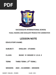 English Jss3 3rd Term L-note