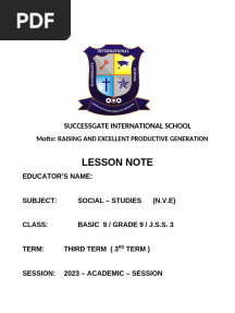 SOCIAL STUDIES JSS3 3RD TERM L-NOTE