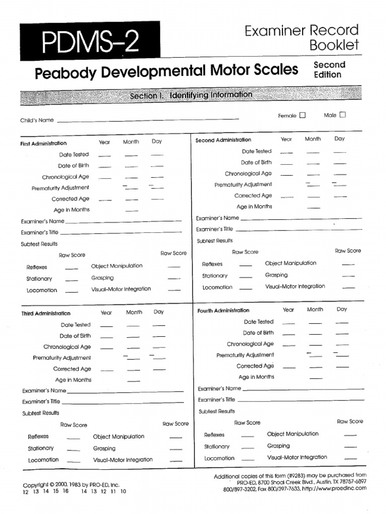 PDMS-2 Scoring Form | PDF