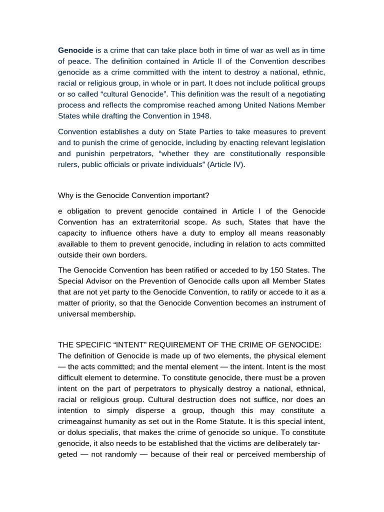 Genocide Is A Crime That Can Take Place Both in Ti | PDF | Genocides ...