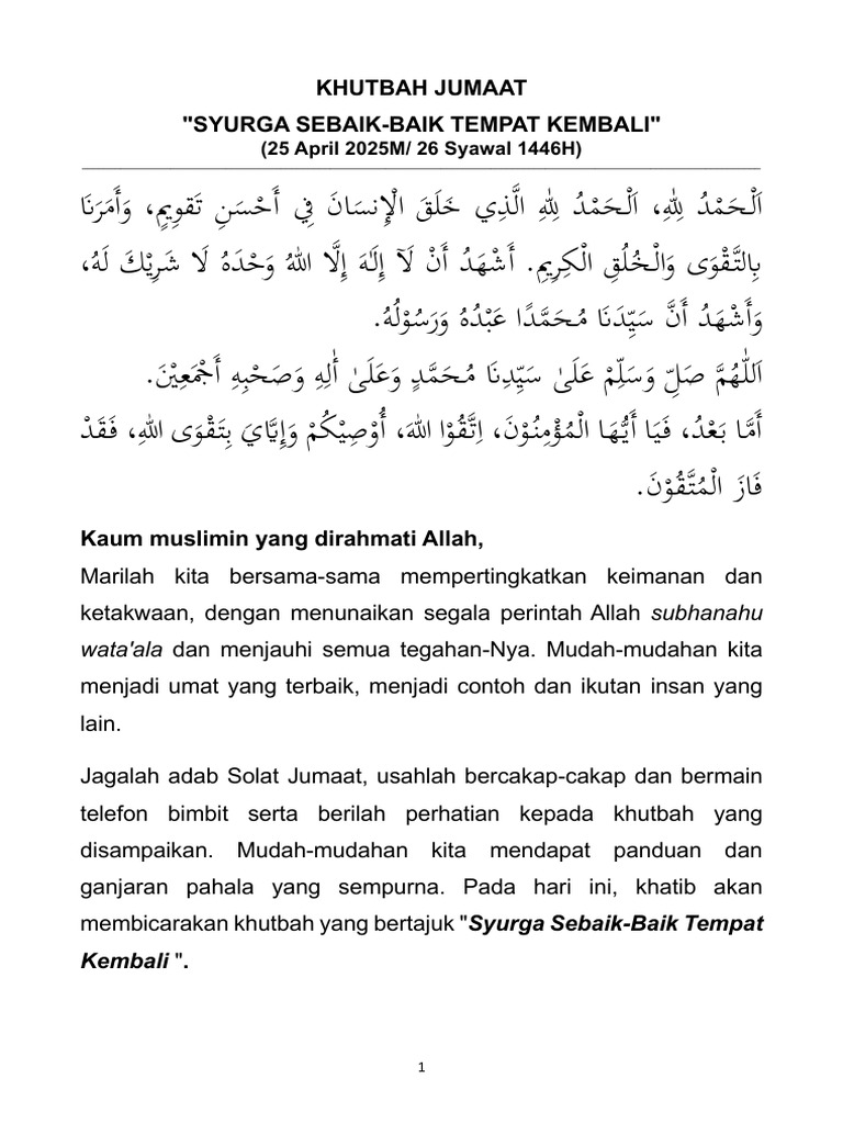 Syurga: Tempat Kembali Terbaik | PDF
