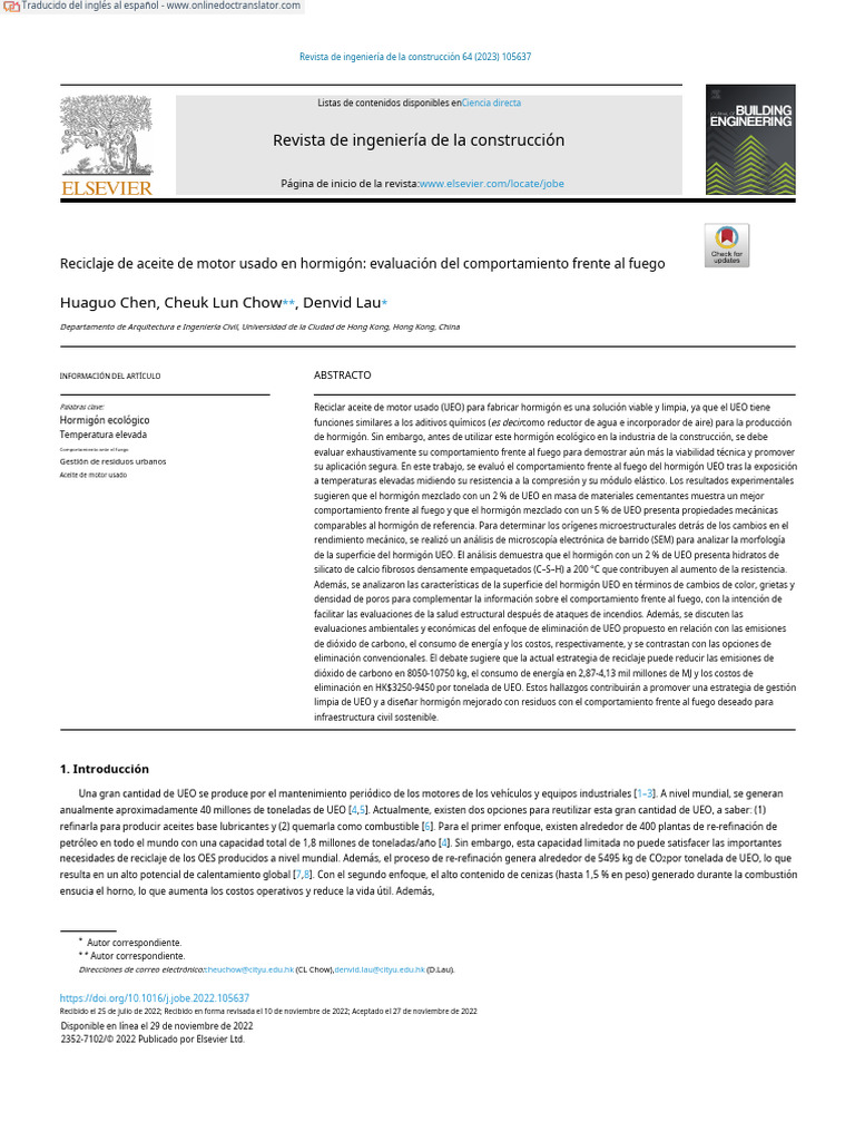 Recycling Used Engine Oil in Concrete Fire Performance Evaluation - En ...