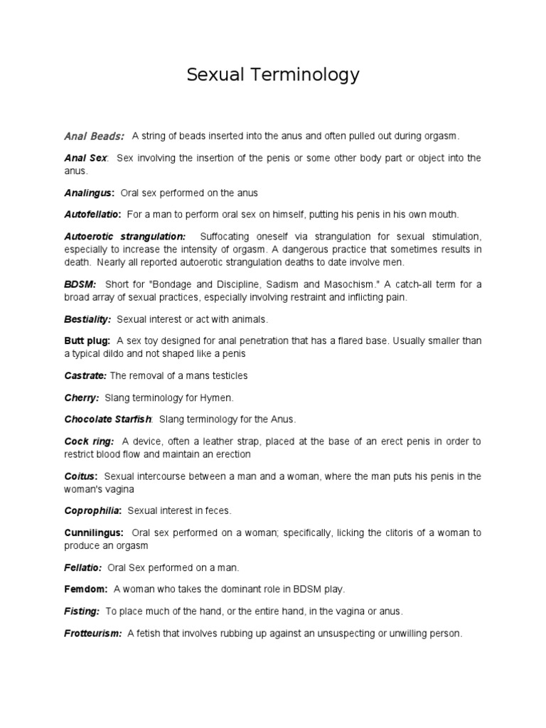 Sexual Terminology and Practices | PDF | Anal Sex | Sexual Intercourse